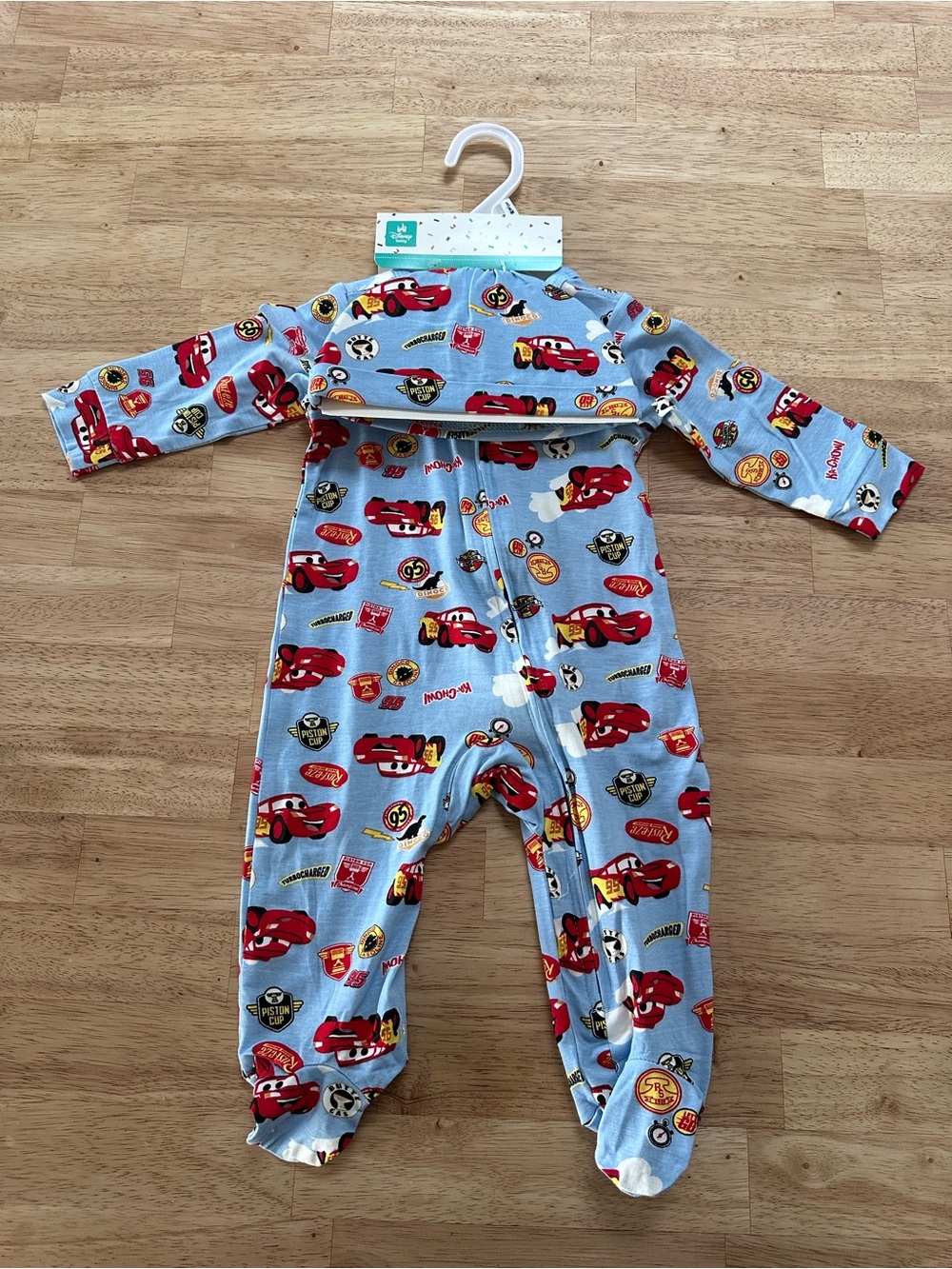 Disney Light Blue Lightning McQueen Footed One-Piece for Kids - Sz 6m